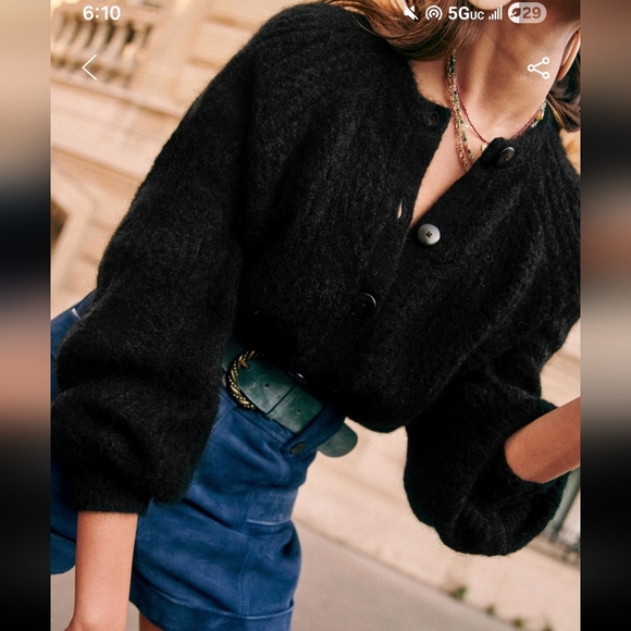 Sezane Black Alma Cardigan - Picture 2 of 5